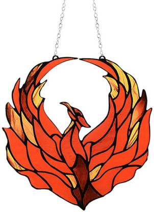 Calandis Birds High Stained Glass Suncatcher Phoenix Wings Window Panel Hanging Decor