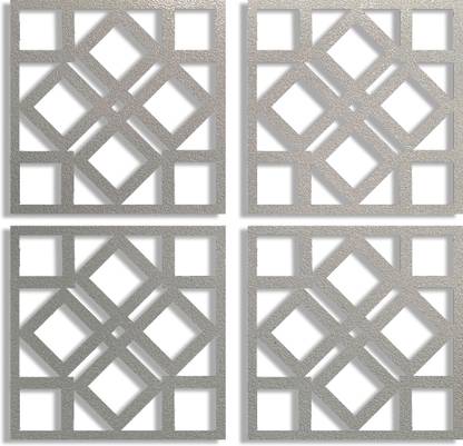 Art Street Square Block MDF Jharokha Jali 3D Wall Art Hanging Ornaments Wall Sign Pack of 4