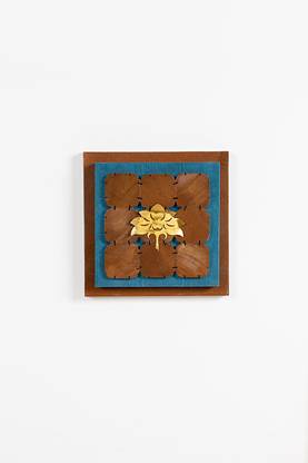 Craftroots Lotus Composition in a Wooden Block Wall Frame