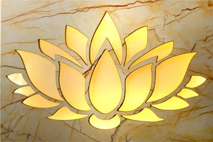 Velgo Hub Backlit Wooden Wall Hanging with LED Night Light (Lotus Flower)