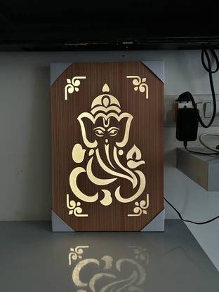 Tuch Of Class Wall Sign 3D Ganesh Ji Wall Decor Led Composite Sign with Led Lights