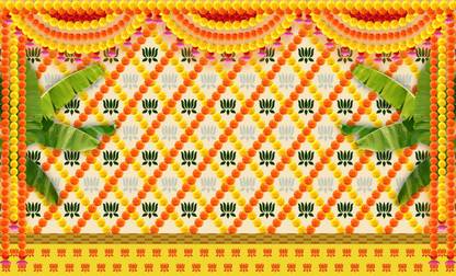kailash creation Welcome Decor Backdrop Cloth for Pooja Decoration Traditional Background