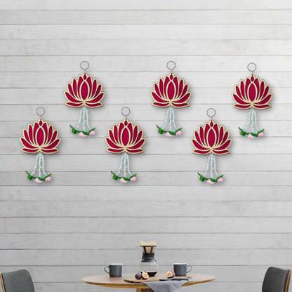 JH Gallery Lotus Hangings for Decoration/ Floral Wall Hangings Pack of 6