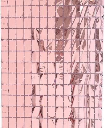 HARDATAR Square Foil Fringe pack of 1 Curtains for Decorations - Rosegold, 3 X 6 feet
