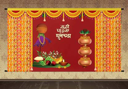Sukalpa Gudi Padva Pooja Decoration Digital Printed alter cloth
