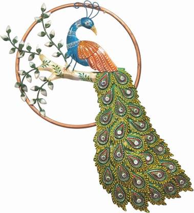 Vandana Collection Single Peacock In Ring Wall Decor