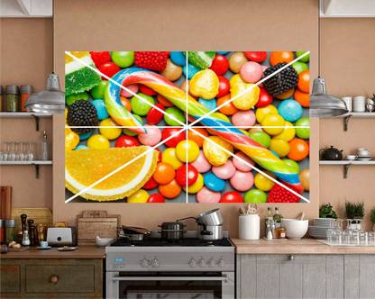Psychedelic Collection 45.72 cm candy orange toffee multicolour kitchen sticker (18 Inch X 30 Inch ) Self Adhesive Sticker
