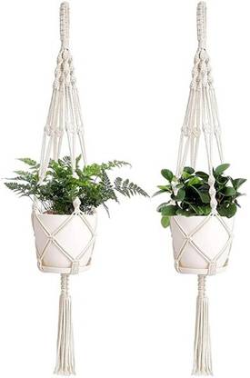 RAJDEEP COLLECTION Macrame Plant Hangers Without Pots Indoor Hanging (MADE IN INDIA) Pack of 2