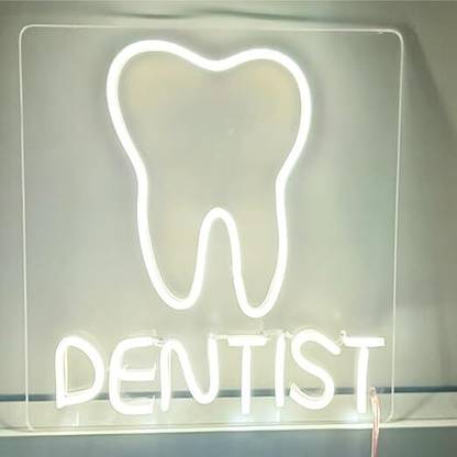 SIFTY COLLECTIONS Dentist's Neon Tooth Light for Office LED Decorative Light 12X12inc