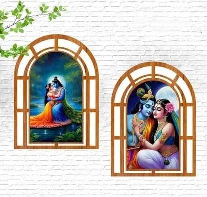 AARAVCRAFT Radha krishan wall hanging painting Pack of 2