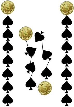 PopTheParty Casino Theme Party Hanging Decor | Playing Card & Dollar Garland Streamers