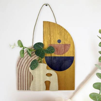 Art Street Vintage Style Boho Art Wall hanging MDF With Artificial Plant for home décor