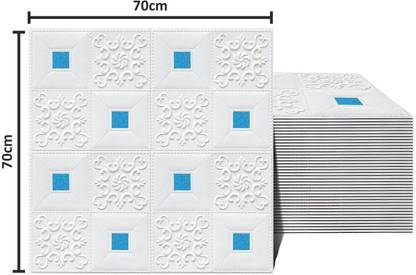 Diseno Decorative White, Blue Wallpaper (70 cm x 70 cm) Pack Of 1