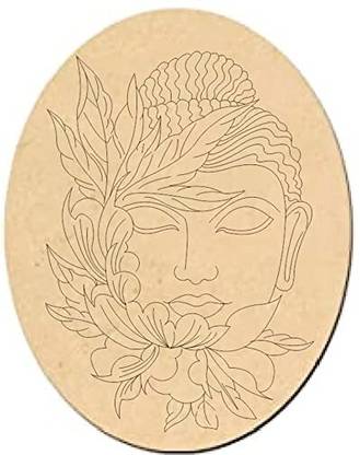 Printfry Buddha Design Oval MDF Board Laser Cutout Base Painting Board Art & Craft