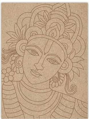 Printfry God Murals Kerala Art Premarked Wooden MDF Cutout for Crafts Work Home Decor