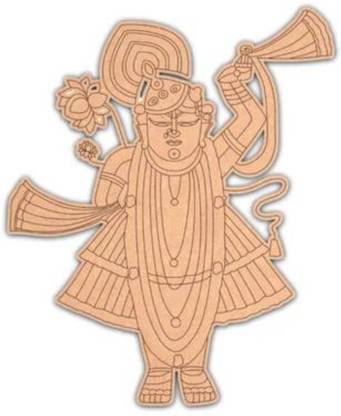 APS Art Plus Store MDF Wood Laser Cut-out, Shree Nath Ji Pre-marked Wall Hanging For DIY Ideas
