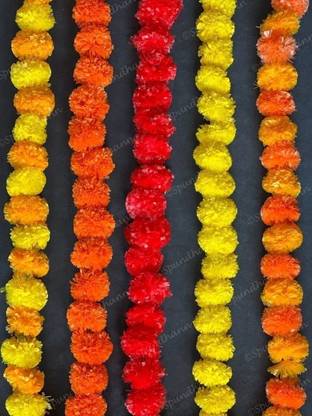Spundhann Marigold Flower Festive Danglers Set of 5 Strings Pack of 5