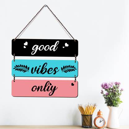 Yamizen Good Vibes Only Sign Decorative design Abstract wooden Wall Wooden Art Decor