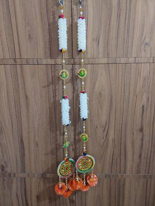ALBELA ENTERPRISE Door Hanging latkan toran for Main Door Multicolour pumpum Size.(Orange Color) Pack of 2