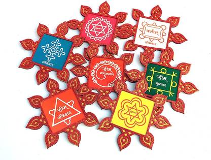 StepsToDo Kolam/Muggulu Style 7 Days Religious Readymade Rangoli Set & Wall Décor/Hanging Pack of 70