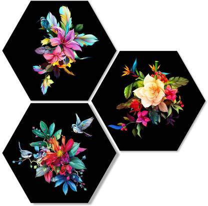 Sketchfab Beautiful Flower Hexagon Wall Hanging Decorative Item for Home (2530222)