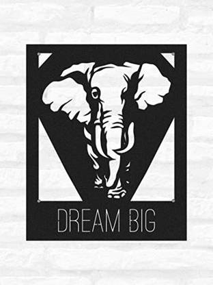 UNIQUE ADS MEDIA Dream Big Metal Wall Hanging Art of Metal Material (Size: 30 x 46 cm, Black)