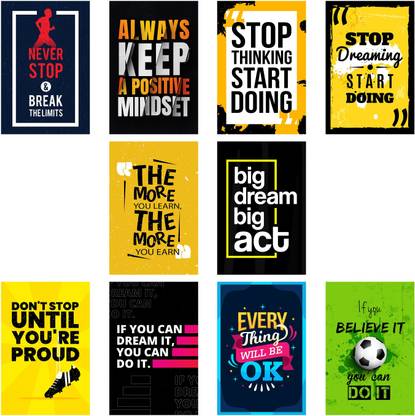 BAASC Pack of 10 Pcs Motivational Wall Posters and Inspirational Quotes Paper Print Pack of 10