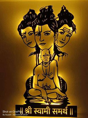 shree swami smarth gallery Swami samarth metal sheet frame, matt finish with LED light, 2.5 x 1.5 foot