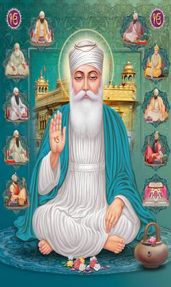 Backdropon Guru Nanak Gurpurab Design Printed Fabric Backdrop (8Feet Height & 5Feet width)