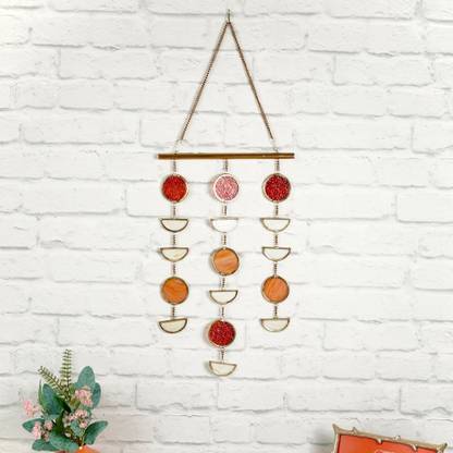 BEHOMA Moon Phases Metal Frame with Multicolour Stained Glass Hanging for Home Decor