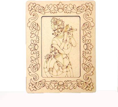 thediycart Pre Marked MDF Cutout Board Base for DIY Art and Craft Radha Krishna