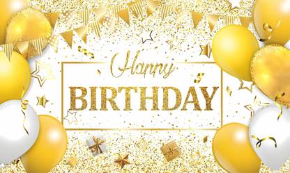 Backdropon Happy Birthday Design Printed Fabric Backdrop(5Feet Height & 8Feet width)