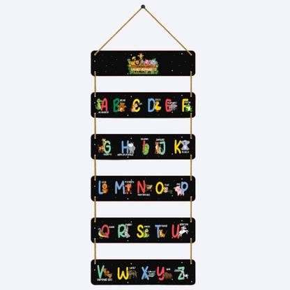 Home Delight Learnative and Informative A- Z Safari Wooden Wall Hanging Kids Room Decor Items