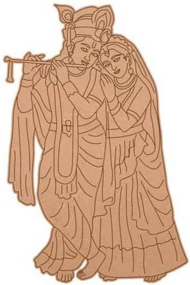 Printfry Cute Radha-Krishna with MDF Cutout