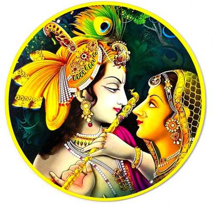 Craft Shop Radhe Krishna Round Shaped MDF 6 INCH For DIY Craft Pack of 12