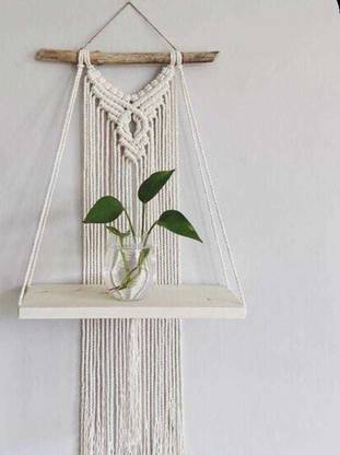 Royalmacrame Wall Hanging Shelf, 1-Tier Macrame Shelves Boho Bathroom Shelf