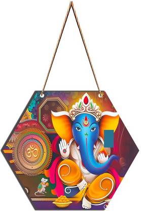 mitawa Lord Ganesh With OM MDF Plaque for Home & Wall Decoration