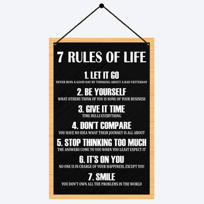 Home Delight 7 Rules Of Life Motivational Quotes Signs Wooden Wall Hanging Home Decor Items