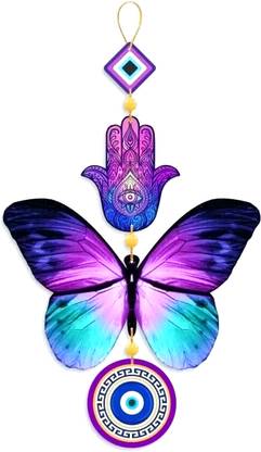 Brothers Creation Wooden Butterfly Evil Eye Wall Hanging for Wall Decor | Home Decor Items