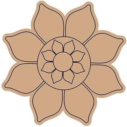 Printfry Pre Marked Wooden MDF Flower Design Rangoli Shapes Cutout for Crafts Work Home