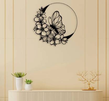 CreaftHome beautiful flowers ring butterfly wall ART