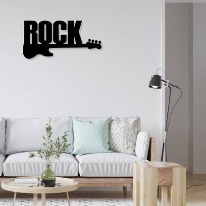 hardwareguru Word Rock With Guitar Metal Wall Art (Size - 24*12 Inch) | Wall Hanging