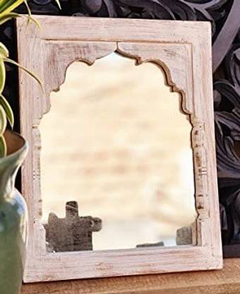 Nagu arts craft Rustic Handmade Indian Temple Mirror Medium Wall Decor Mirror Frame 16"x12" inch