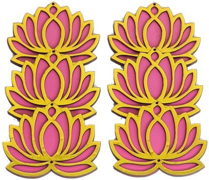 GIFT JAIPUR Lotus Cutouts (4 in) DIY Diwali Home Decoration for wall Hanging diyas rangoli Pack of 6