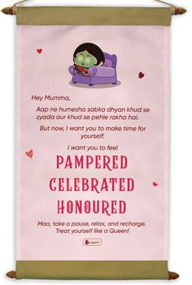 Indigifts Pampering Scroll Wall Hanging for Mother Day Decoration_S-SCRPMBG01RTS1-MOM22005