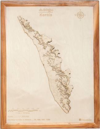 Mapwood Wooden 3D Kerala Map
