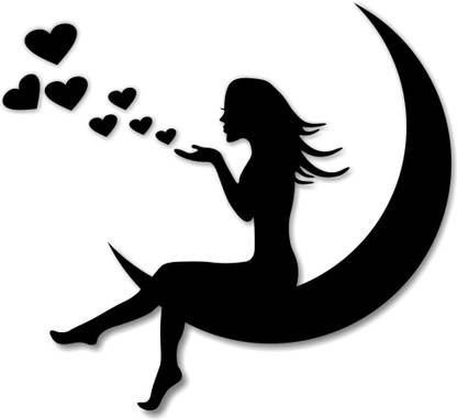 IRIS Decore GIRL IN MOON MDF Plaque Cutout Ready to Hang Home Office Decor Wall Art