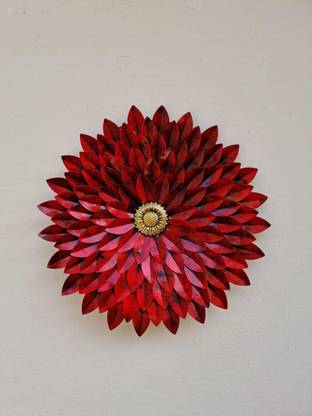 RSN Rustic Red Flower Metal Art Frame for Home Decoration Living Room