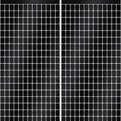 houseparty Black Shimmer Wall Backdrop|Square Shape Foil Curtain|Shimmer Wall Backdrop Pack of 2