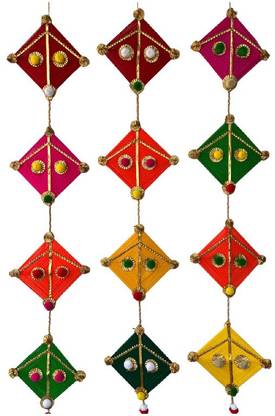 HASTANIRMIT Woolen Handmade Colorful Kite Hanging Decoration for Wall/Door Hanging Pack of 3